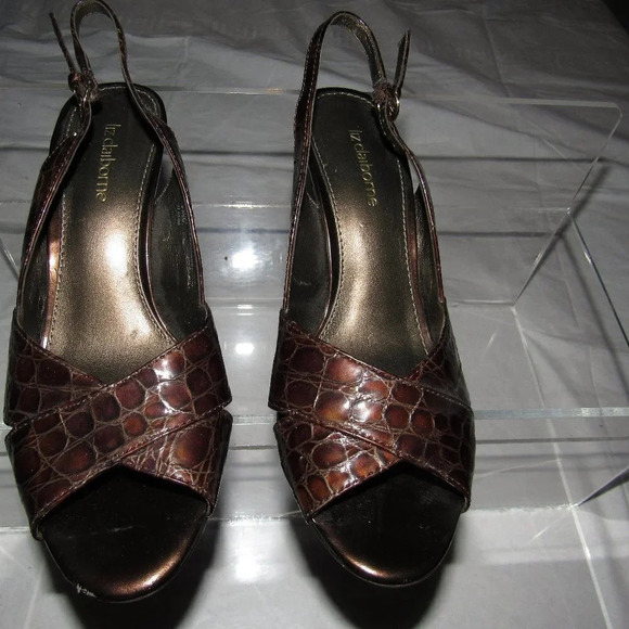 LIZ CLAIBORNE Brooke Brown Leather Sandals Sz 6.5M - Picture 2 of 4